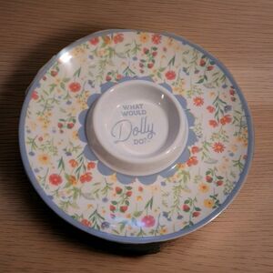 Dolly Parton Dollar General Chip & Dip Round Tray 12” Floral What Would Dolly Do